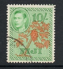 Fiji 1938-55 10/- Orange & emerald SG 266a Fine used. (R4469)
