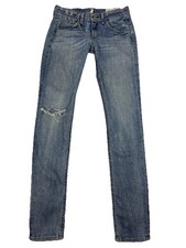 Rag & Bone Skinny Jeans Women 25 Blue Distressed Low Rise USA Made
