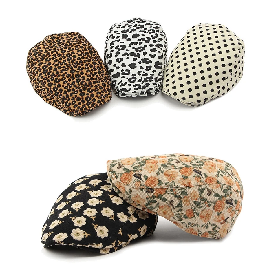 Mujeres Boina Sombrero Estilo Étnico Floral Retro Informal Newsboy Gorra Plana Sombrero de Cabbie Foto 3 de 4