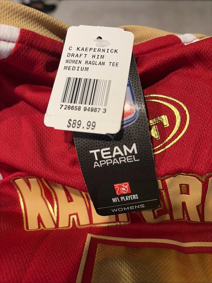 Футболка женская Colin Kaepernick San Francisco 49ers No7 красное золото средний размер новая с ценниками - Изображение 3 из 3