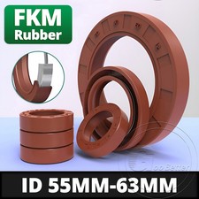 Oil Seal 55mm-63mm ID Rotary Shaft FKM Rubber Double Lip Stainless Steel Spring