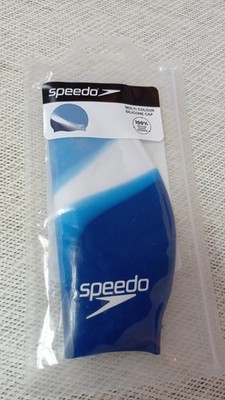 Speedo Badekappe blau/weiß Erwachsene, Silikon, neu