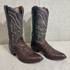 Dan Post Cowboy Boots Men 10 1/2 U Brown Caim...