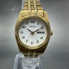 Seiko Watch Women 24mm White Dial Gold Tone Daydate 7N83-0011 New Battery
