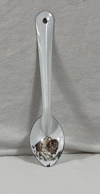 Enamelware Buffalo Spoon white 12'' Kiln Fired Daugherty Studio