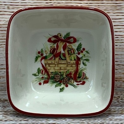 Longaberger Pottery Christmas Basket Dish 4.5