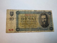 Slovakia 10 Korun 1943 Heavily Circulated & Ripped Banknote Foreign World Money