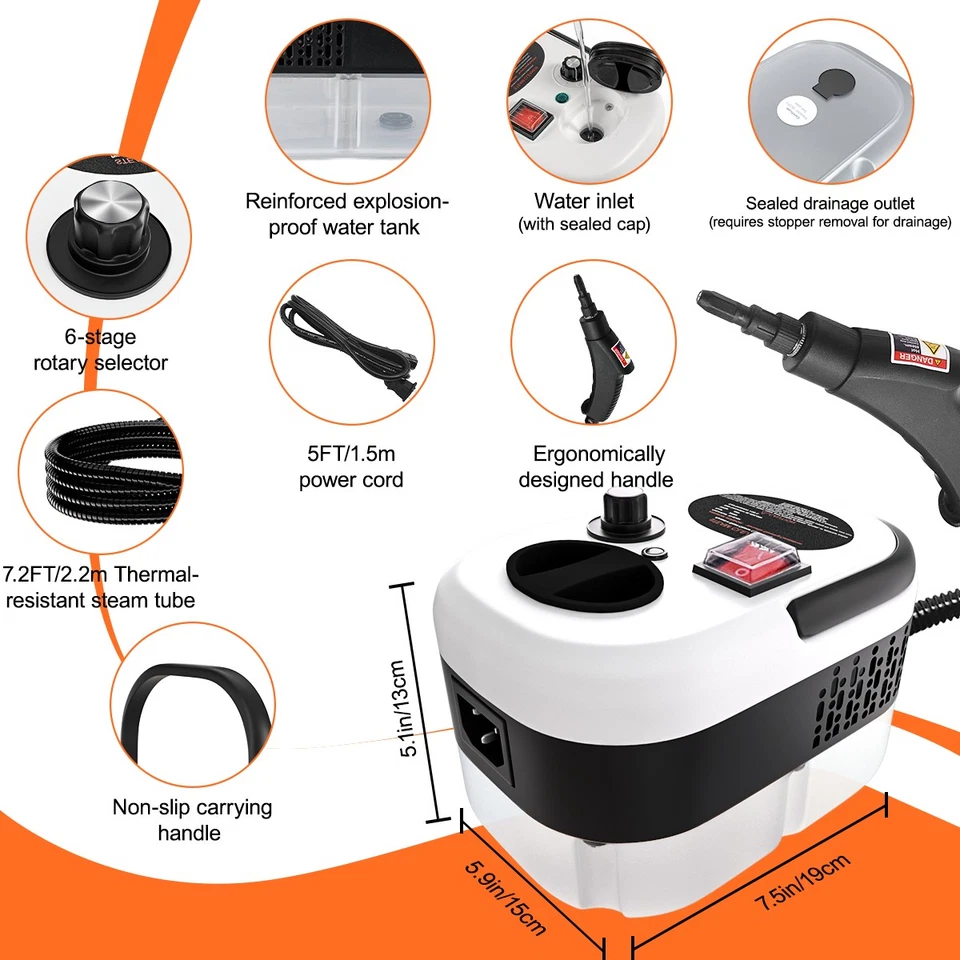 2500W Maquina De Limpieza Portatil Con Limpiador A Vapor De Alta Presión Foto 4 de 4