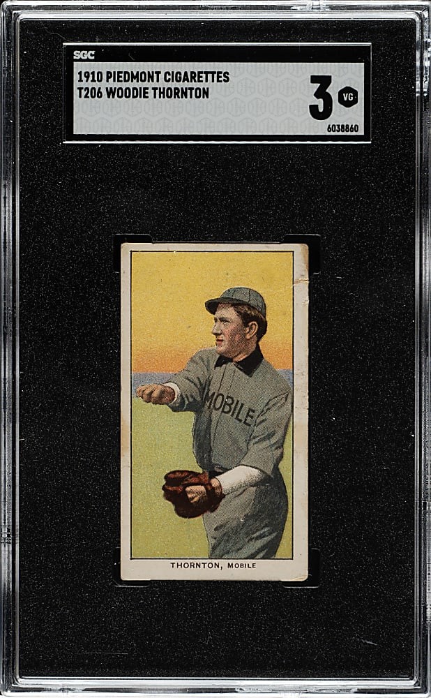 1909 T206 WOODIE THORNTON PIEDMONT 350 SOUTHERN LEAGUE SGC 3 MOBILE SEA GULLS