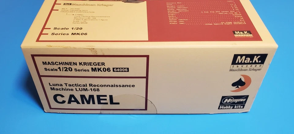 Hasegawa 64006 1/20 LUM-168 Camel Machines Krieger Ma.K Unassembled Kit Foto 2 de 4