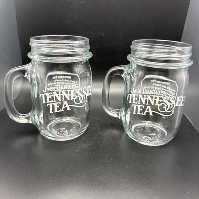 Jack Daniels Tennessee Tea Drinking Mason Jar Mug/Glass (Set Of 2) Holds 12oz