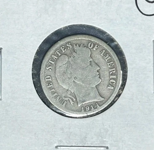 1914-S BARBER SILVER DIME ~ GOOD~NICE COIN~ 90% SILVER