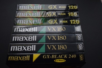 7x MAXELL VHS - GX-120 - 180 GX-BLACK - Video Cassette Super High Grade - NEW