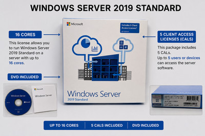 Microsoft Windows Server 2019 Standard 16 Core 5 CAL 64-Bit DVD NEW SEALED
