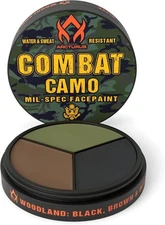 Arcturus 3-Color Camo Face Paint - Water & Sweat Resistant - Built-in Mirror for
