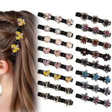 16PCS Sparking Crystal Stone Braided Hair Clips, Duckbill Clips for Hair with 3 