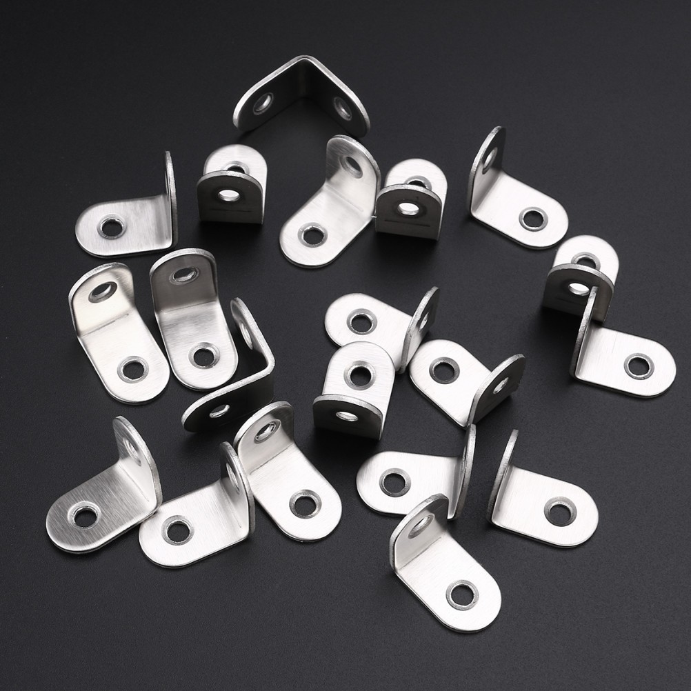 UEETEK 20Pcs 25*25*16mm Stainless Steel 90 Degree Angle Bracket
