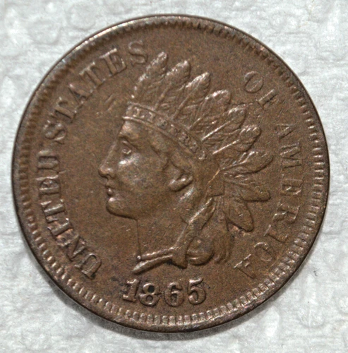 1865 Plain 5 Indian Cent  VF