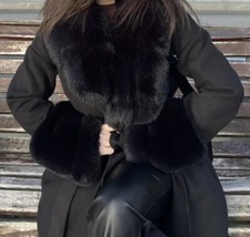 Black Belted Fur Coat, Size 8, Missguided
