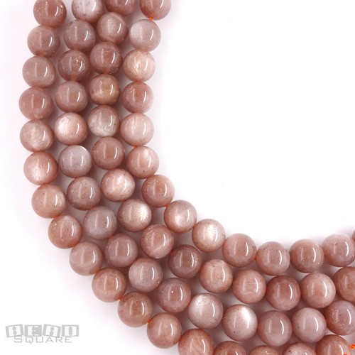 19 Genuine Natural Brown Peach Moonstone Round Beads ap.10mm w/Flash 7.6" #19494 - Picture 3 of 3