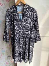Miss One leopard print top Made in Italy size 14 nehru collar v neck