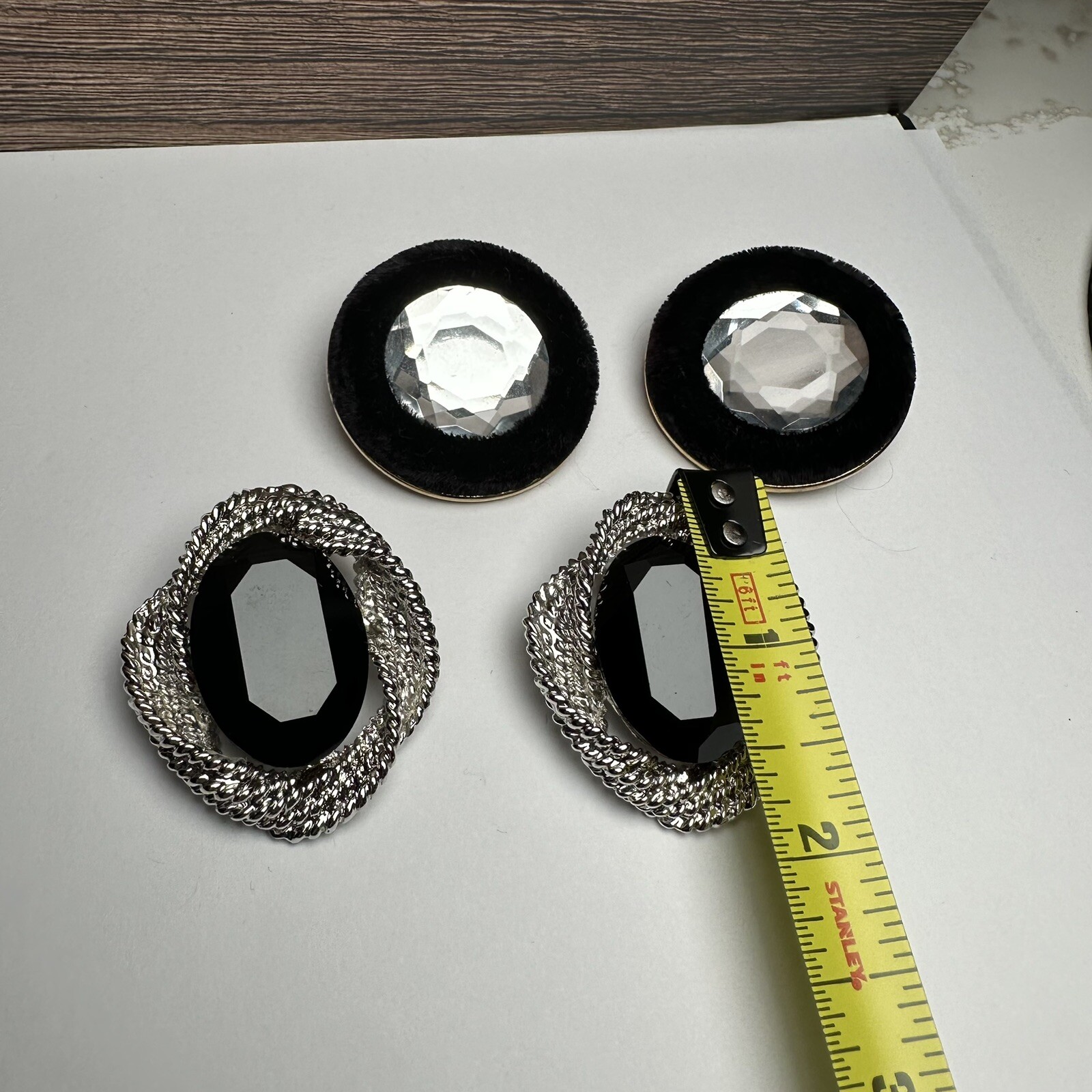 Rhinestone Large Oversized Statement Clip On Earr… - image 2