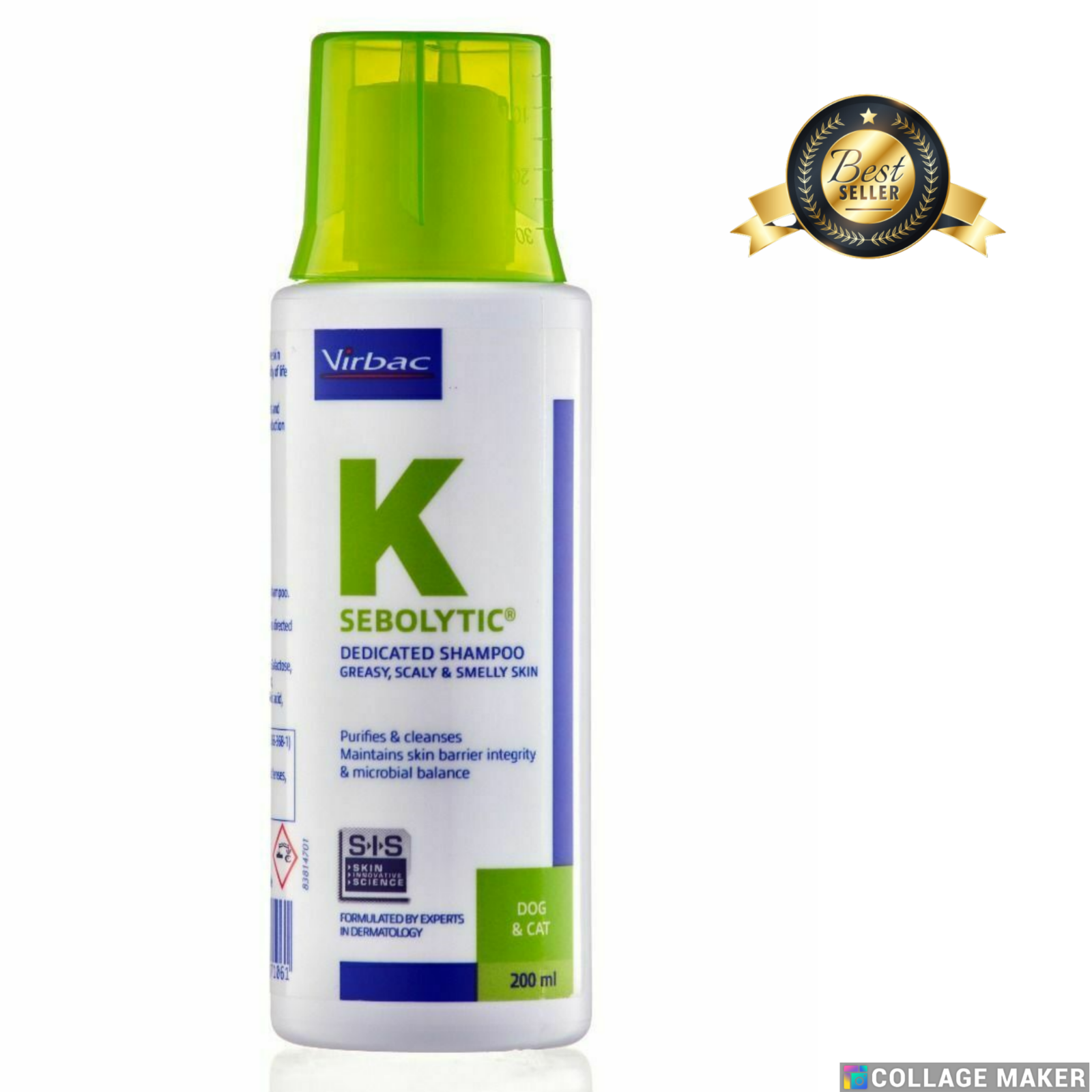 Virbac Sebolytic Shampoo Dog Cat Scaly Greasy Skin Dermatological Sebum