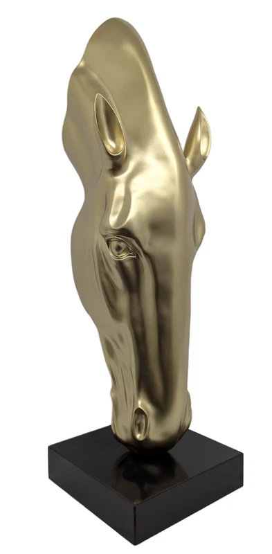Testa di Cavallo Statua Scultura 70 cm Oro Arte Moderna Contemporanea Arredo, fotografia 4 di 7