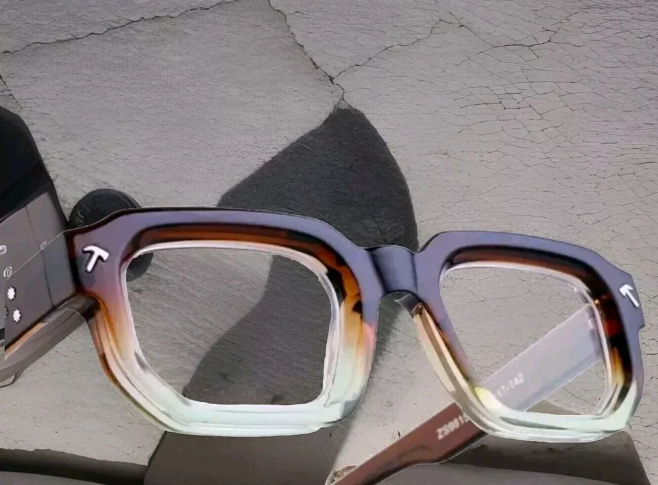 Men's 2024 Trendy Vintage Retro Thick Rectangle Eyeglasses Frame Sunglasses - Image 2 of 4