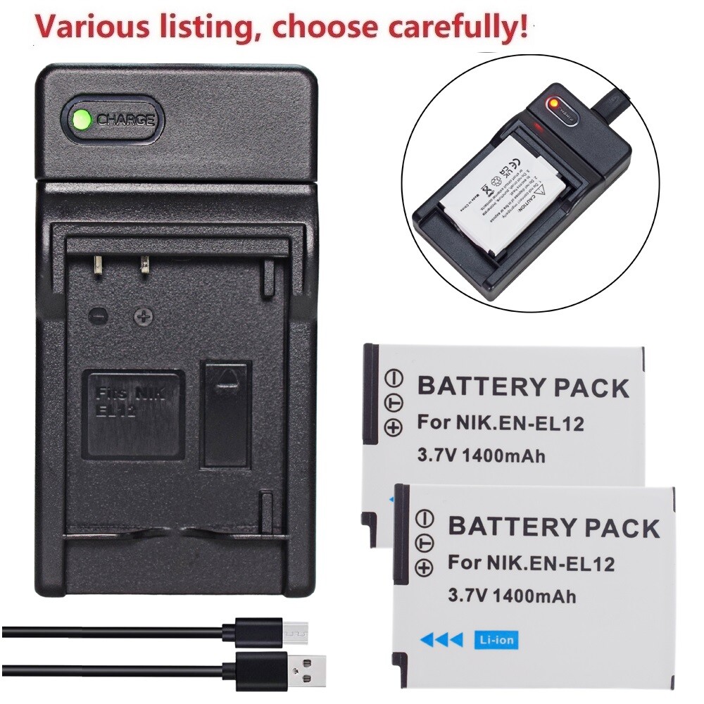 EN-EL12 Battery or USB Charger For Nikon Coolpix AW110 S6000 S6300 S8200  S9200