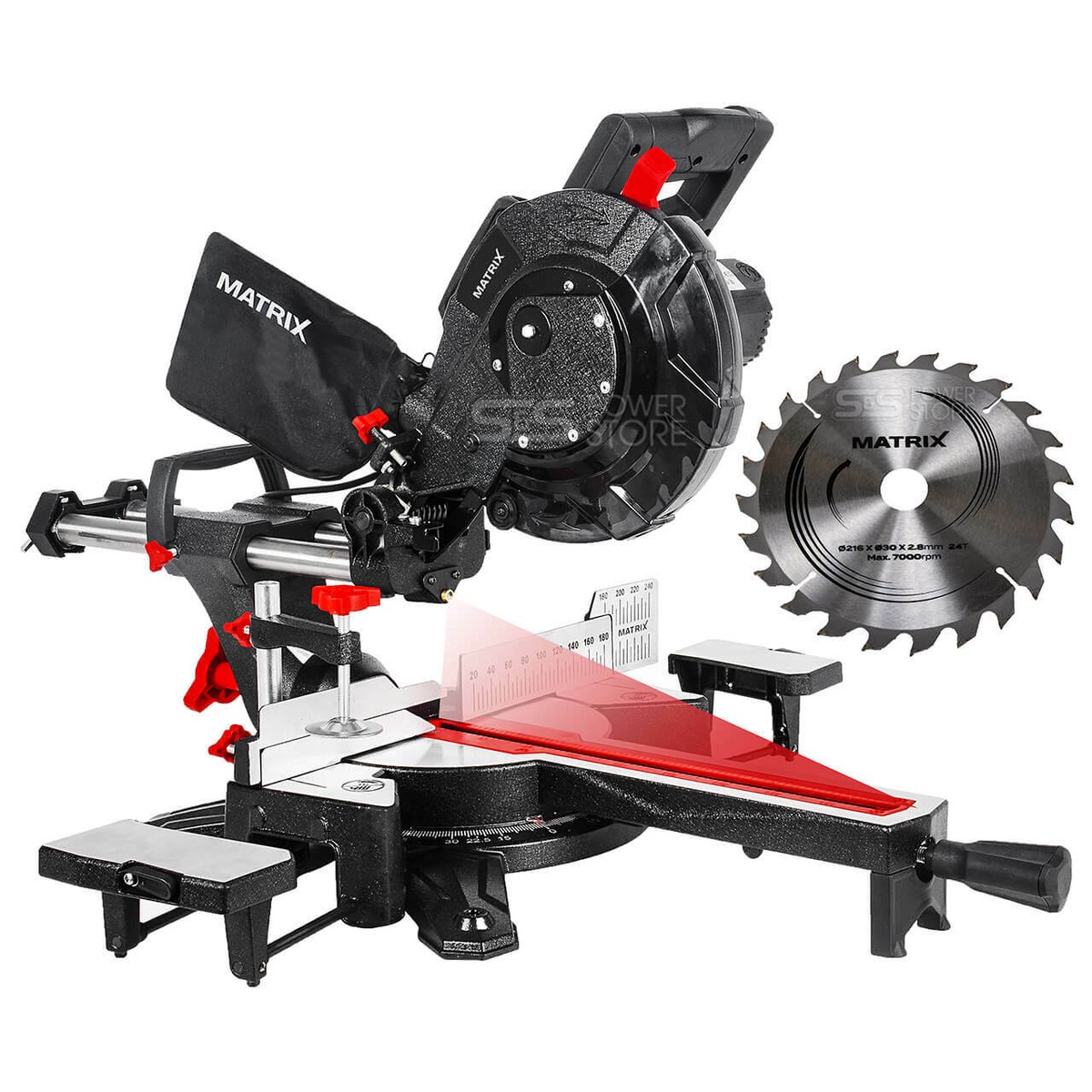 Yato XXL Zug-Kapp-Gehrungssäge Mit Laser – 1800W, 5000 U/min, 305 Mm Sägeblatt, Schnitt Bis 105 Mm