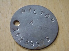 WW2 relic dogtag ww2 RAC RTR Recce Replacement from GSC - HILTON 473
