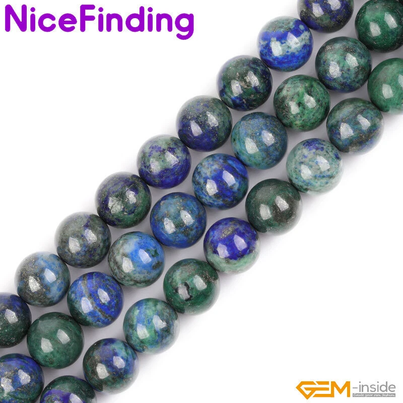 Круглые малахитовые бусины из лазурита россыпью для изготовления ювелирных изделий 15 дюймов - Изображение 2 из 4