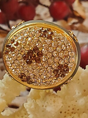  Large Heavy Statement Clear Stone Gemstone Gold  Ring Marked GG SZ8.5 24GM 