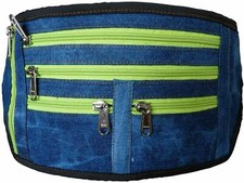Bumbag Denim Bright Green 5 Zips Market Trader XL 30 - 48 inch RRP £19.99