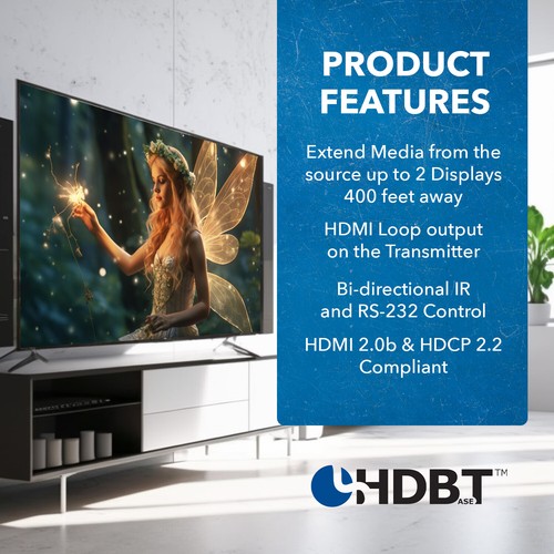 OREI 4K UltraHD 1x2 HDMI Extender Splitter Up To 400 (UHD12-EXB400-K) - Picture 5 of 9