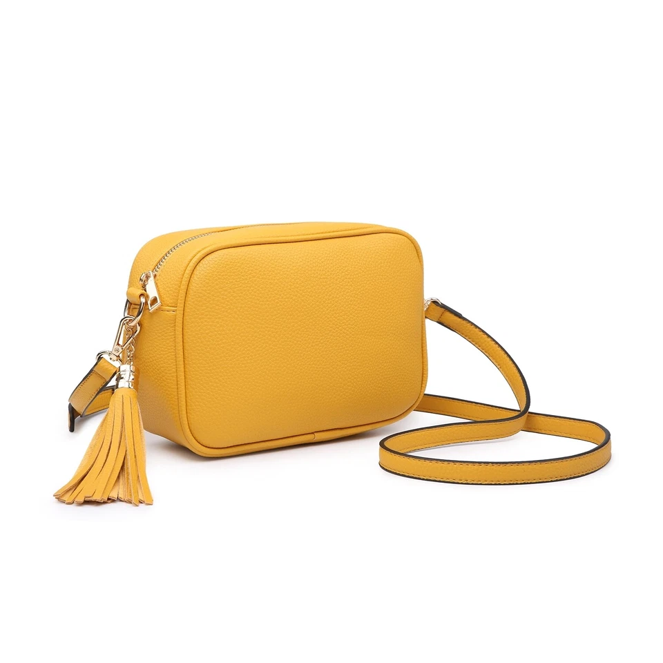 Chic Tassel Plain Small Cross Body Shoulder Woman Faux Leather Gold hardware Bag - Image 3 of 4