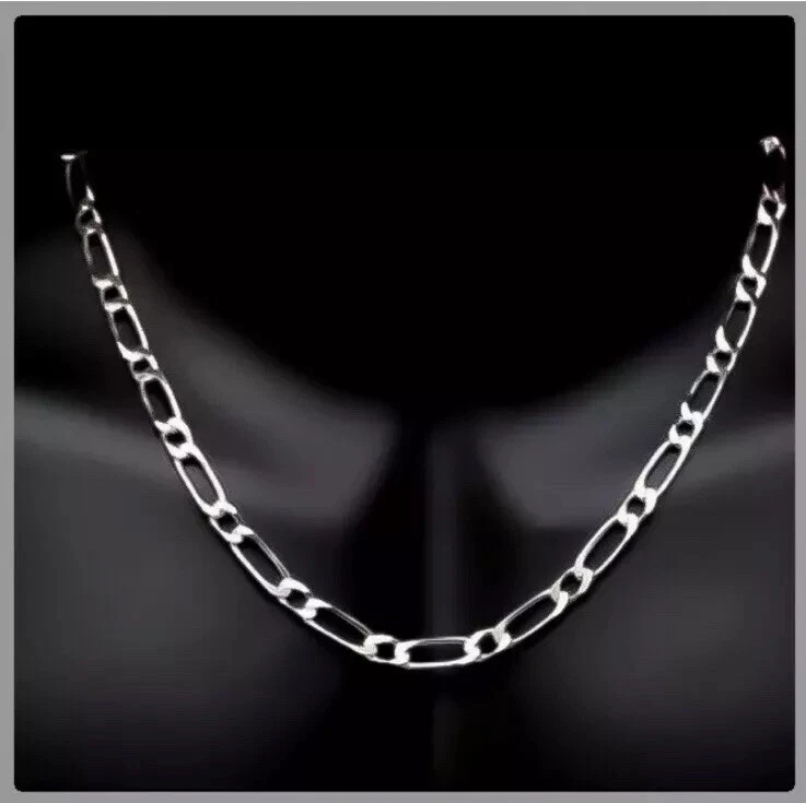 Catena a Maglie Figaro Lucidata 50CM X 5mm IN Argento Massiccio Rodio Qualità - Immagine 2 di 4