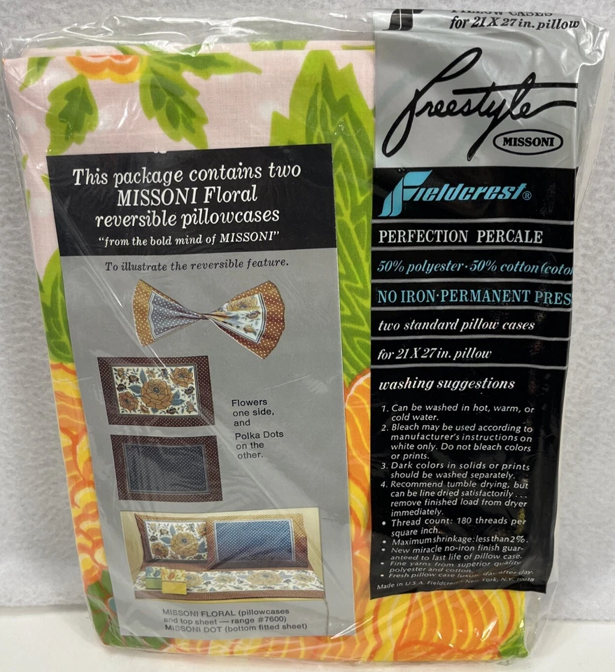 Dos fundas de almohada estándar Freestyle Missoni de Fieldcrest 21x27 NUEVAS Foto 3 de 4