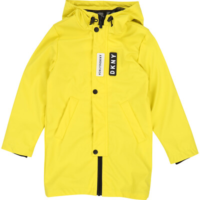 DKNY Kids Regenmantel Regenjacke Jacke gelb mit Logo Details Gr