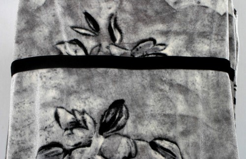 Women's Gray Black on Gray Soft Velvet Floral Side Slits Sleeveless Maxi Dress - Picture 6 of 9