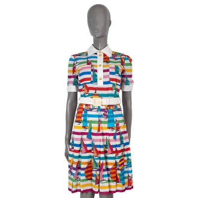 70504 auth GUCCI multicolor cotton 2021 SAILBOAT STRIPED Shirt Dress 40 S |  eBay