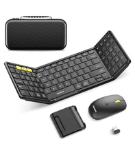 Foldable Keyboard and Mouse, Samsers Folding Bluetooth Keyboard Combo, 2.4G + BT