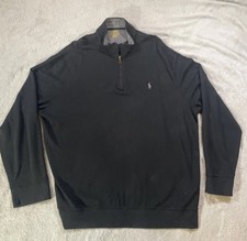 POLO Ralph Lauren 100  Black Quarter Zip Pullover Sweater Men's XXL Golf