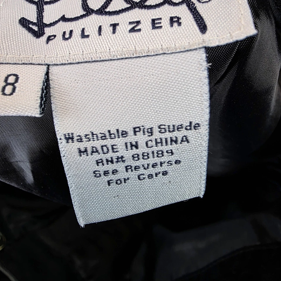 Lilly Pulitzer Suede Skirt Womens 8 Charcoal A-Line Washable Pig Suede Pockets - Image 4 of 4