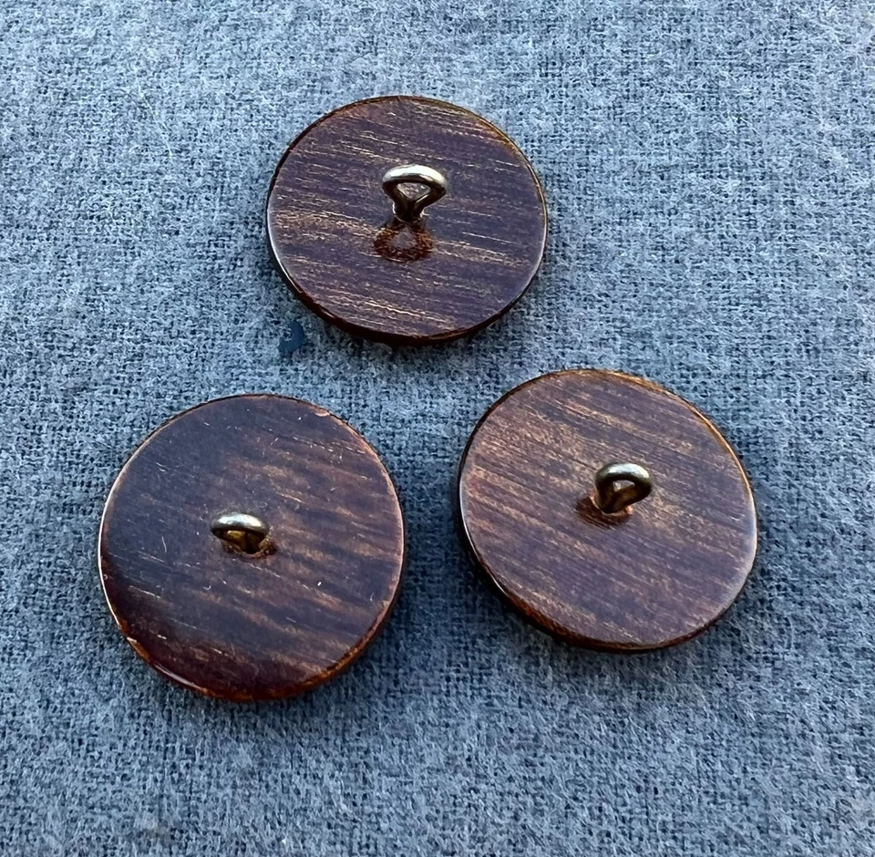 #702 Vintage 3 Brown BUTTONS Plastic Shank 7/8" - Image 2 of 4