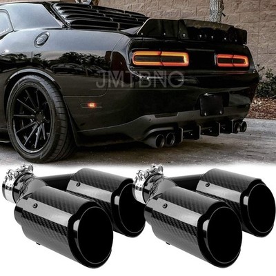 2.5'' Inlet to Dual 4'' Out Carbon Fiber Exhaust Tips For Dodge Challenger 2008-23
