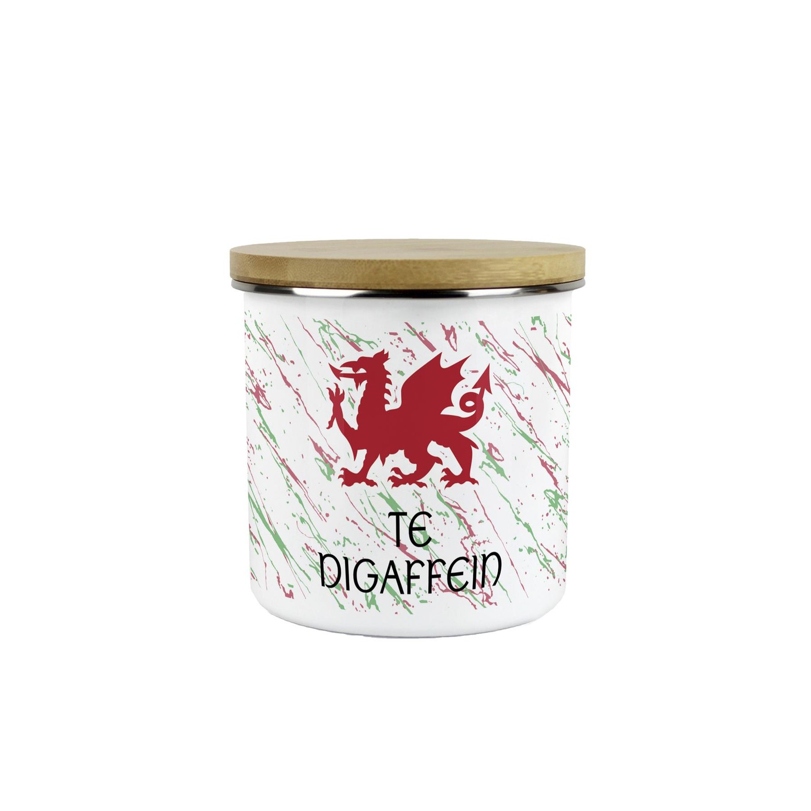 Welsh Dragon Decaf Tea Kitchen Canister - Cymru Wales Te Digaffein Home Gift
