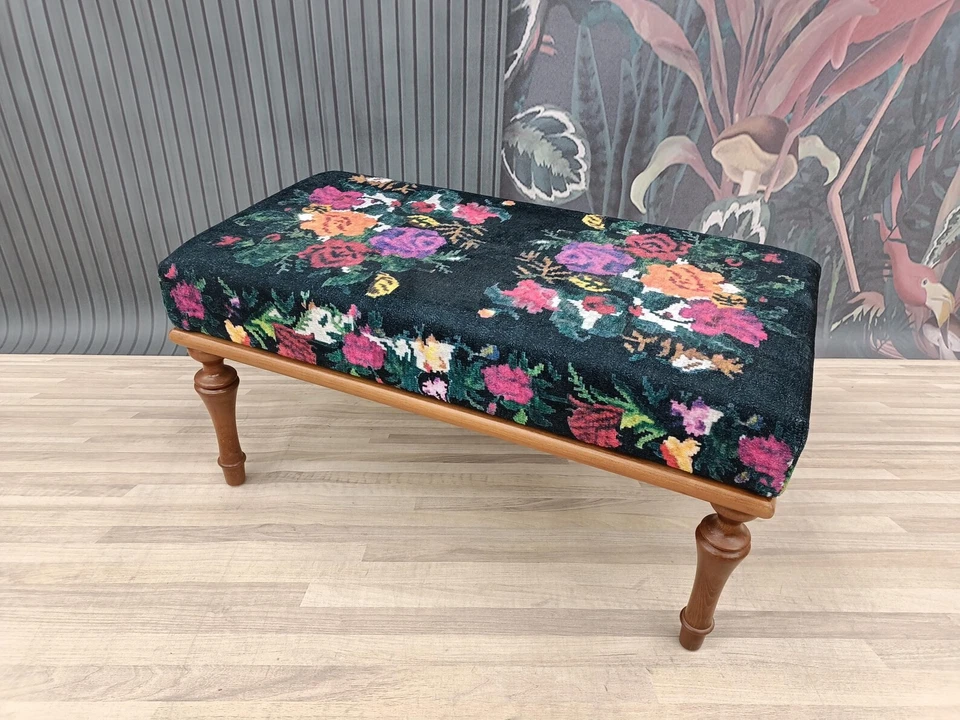 Floral Chair, Vanity Stool, Bedroom Furniture, Footstool Bench, Minimalist Bench - Image 4 of 4