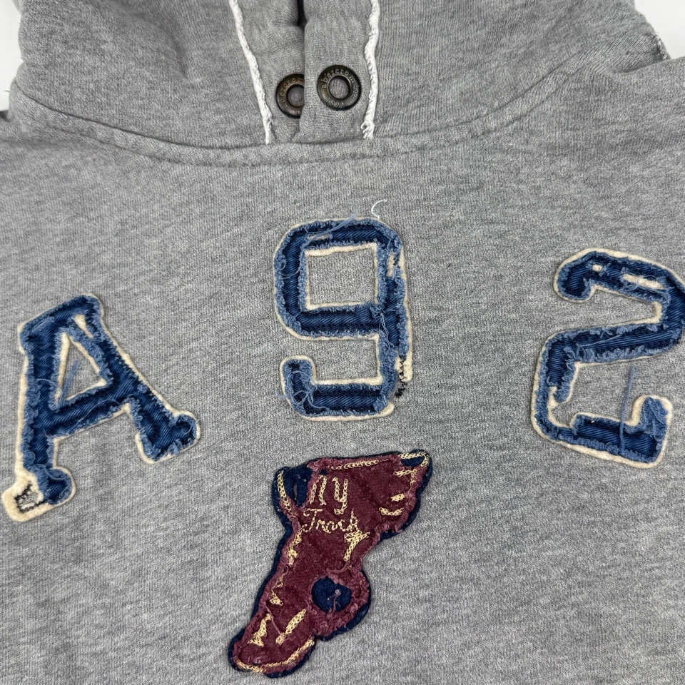 Y2K Abercrombie & Fitch A92 Hoodie Youth XL Gray Muscle Fit Preppy Pullover VTG - Image 2 of 4